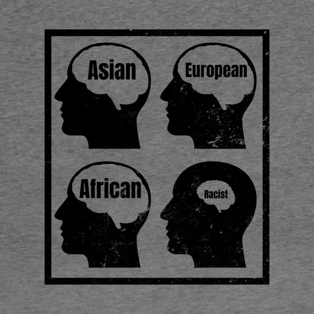 Anti Racism Shirt | Asian European African Brain Gift by Gawkclothing